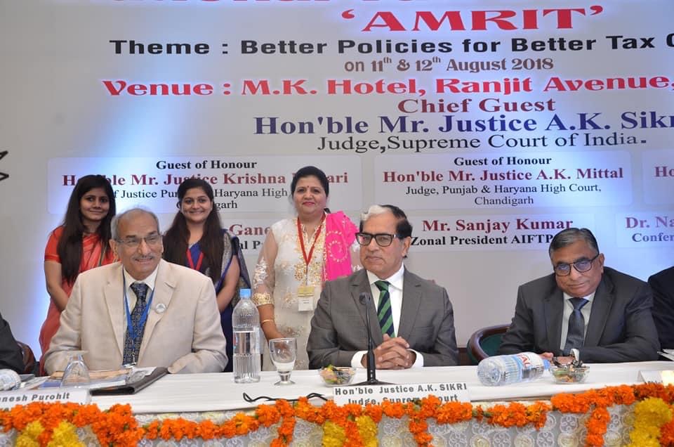 Appreciation for organising National Tax Conference ‘Amrit’ at Amritsar (2018) by Hon’ble Mr. Justice A.K. Sikri Judge Supreme Court of India & Hon’ble Mr.Justice Krishna Murari Chief Justice of Punjab & Haryana High Court.
